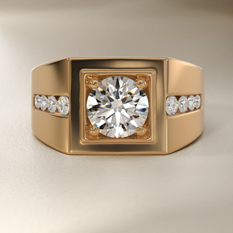 Men's Round Diamond Channel Engagement Ring in 14k Yellow Gold (1/3 ct. tw.)