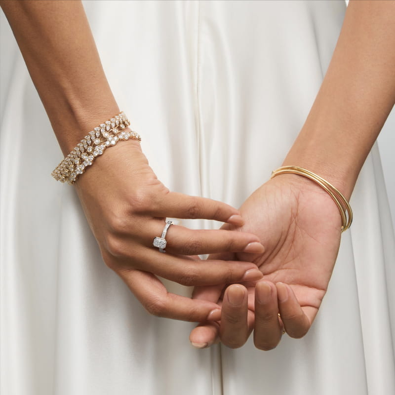 Bezel Engagement Ring with Channel Set Diamond Accent in 14K White Gold