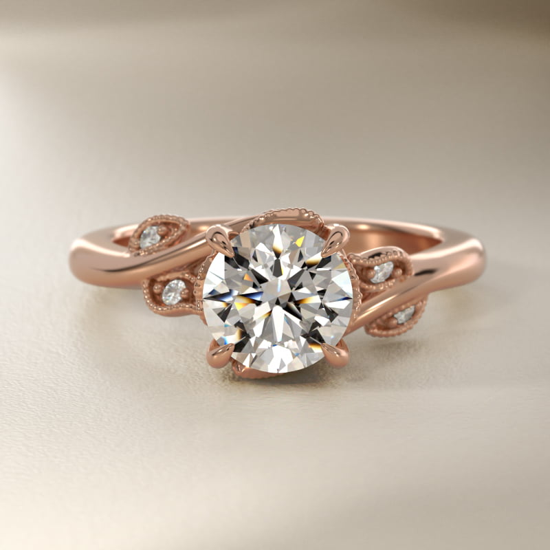Entangled Vines Side Stone Diamond Engagement Ring In 14K Rose Gold
