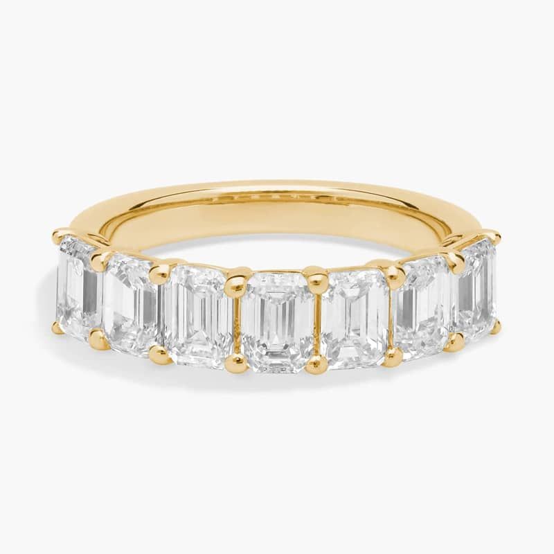 Seven Stone Emerald Lab Grown Diamond Ring in 14k Yellow Gold (2 Ct. tw. - F-G / VS2-SI1)